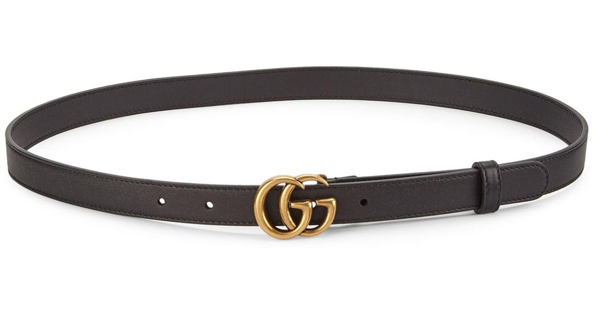 Gucci Marmont Leather Logo Belt in Black - Lyst