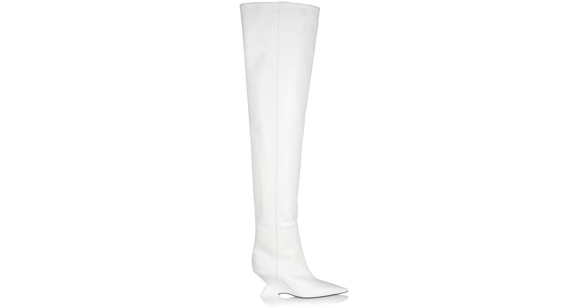 The Attico Cheope 60mm Leather Knee-high Boots in White | Lyst