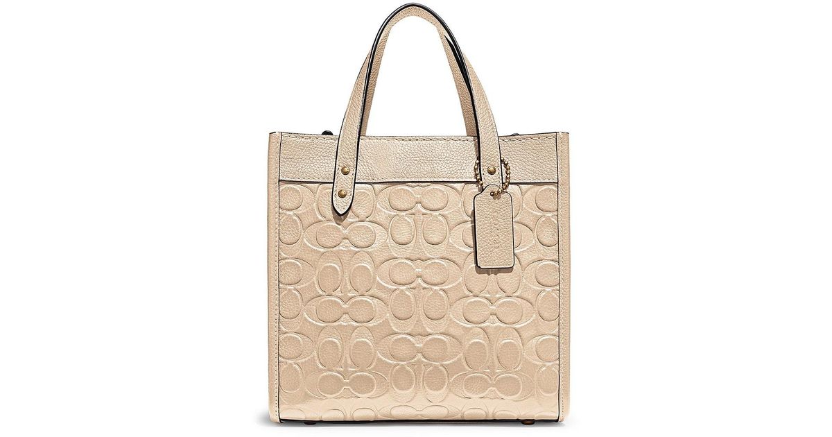 COACH Signature Leather Field Tote 22 in Ivory (White) | Lyst
