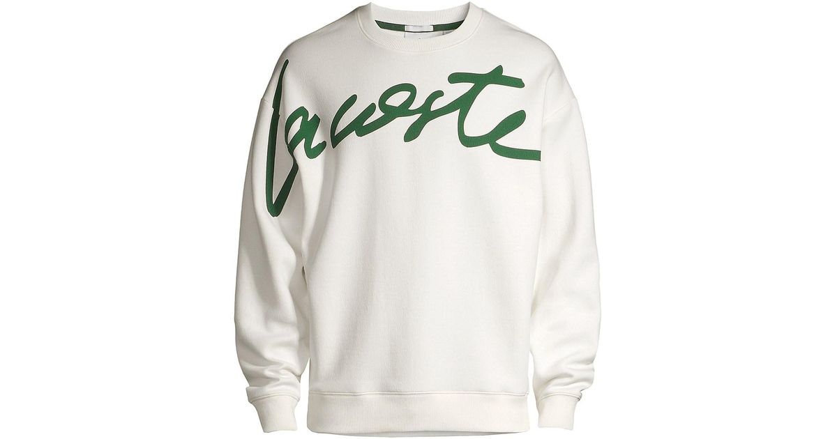 Slumber Overflødig måske Lacoste L!ve New Script Logo Sweatshirt in White for Men | Lyst