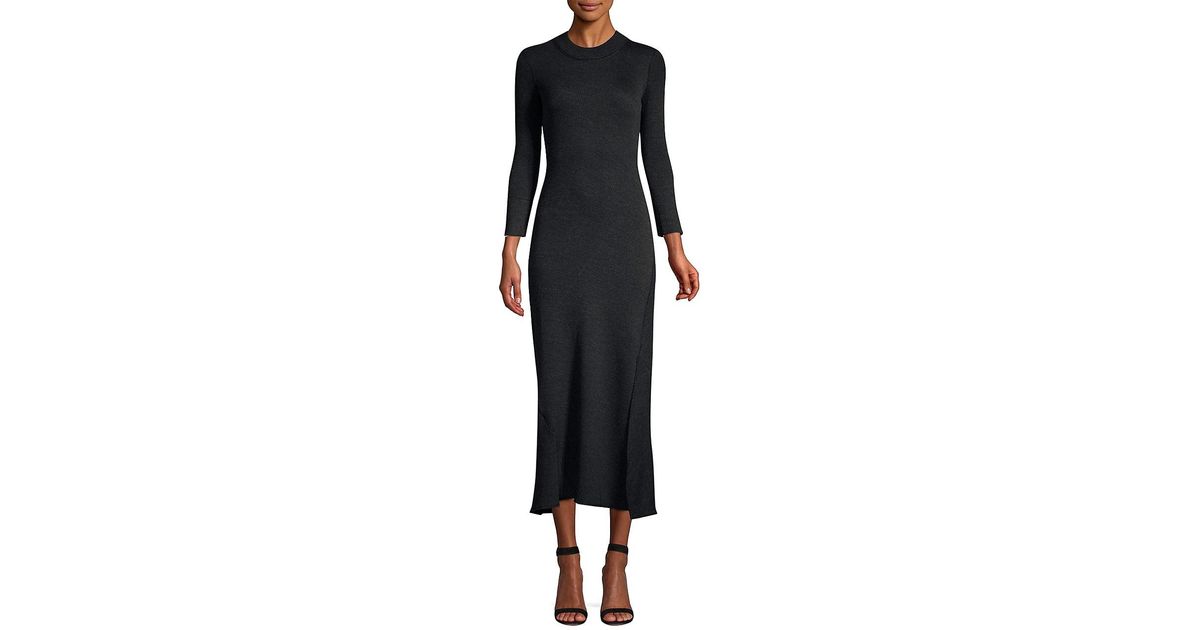 theory ribbed flounce midi dress