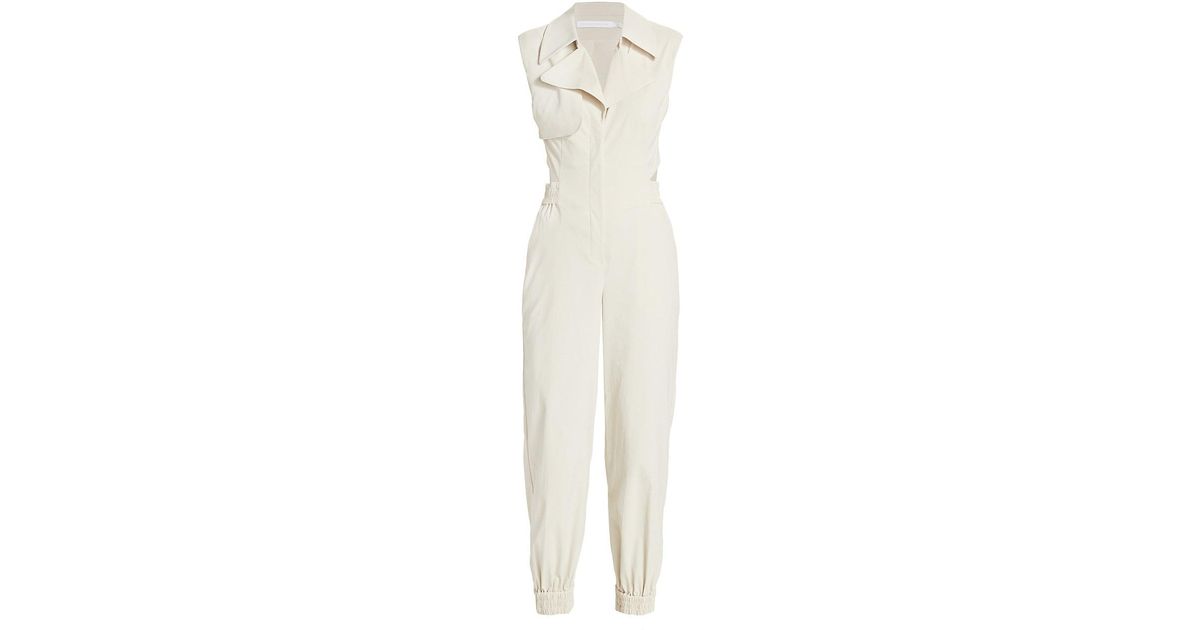 Jonathan Simkhai Raley Mixed-media Trench Jumpsuit in White | Lyst