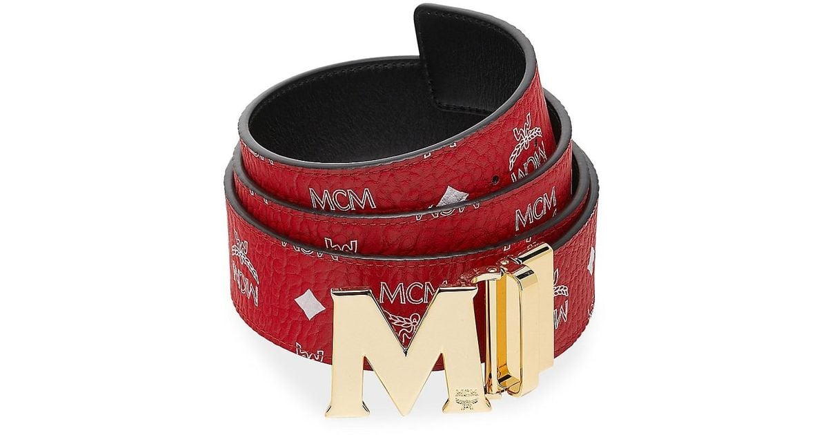 mcm belt red reversible