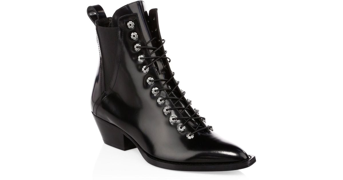 COACH Leather Lace-up Ankle Boots in 