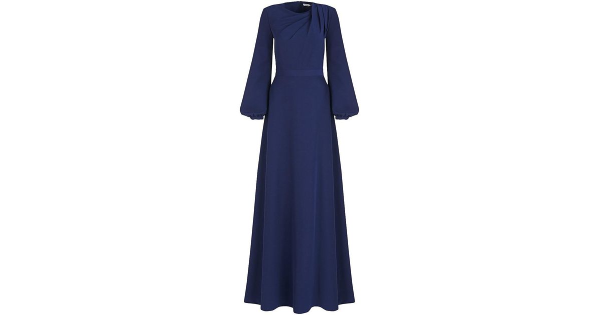 Kay Unger Synthetic Kinsley Stretch Crepe Gown in Deep Navy (Blue) | Lyst