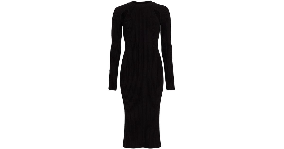 LVIR Synthetic Ribbed-knit Body-con Midi-dress in Black | Lyst