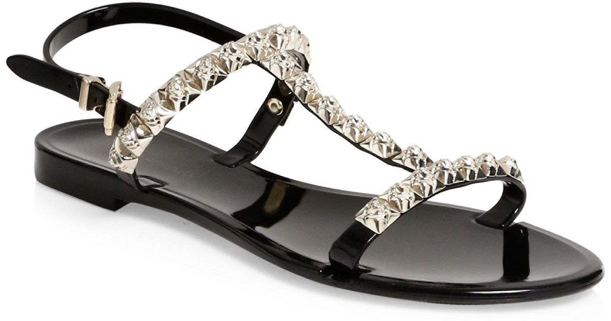 stuart weitzman studded jelly flat sandals