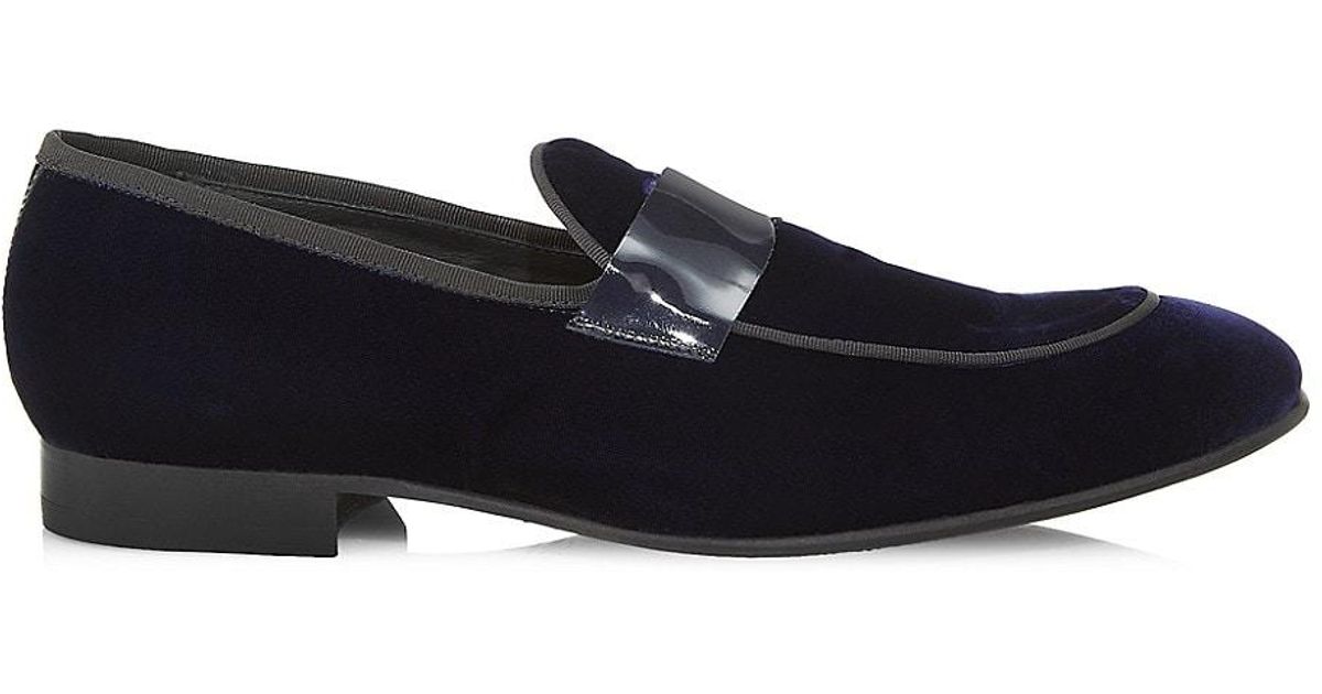 Saks Fifth Avenue Patent Velvet Loafers in Black for Men Lyst