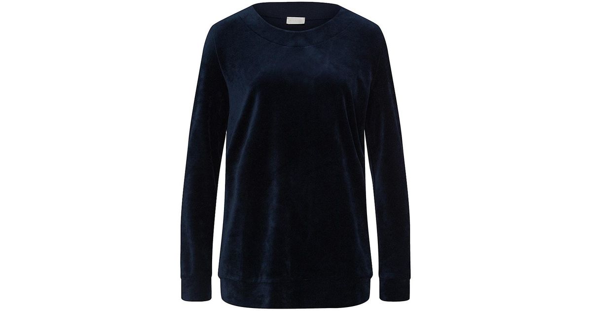 Hanro Velour Pullover Sweater in Blue | Lyst