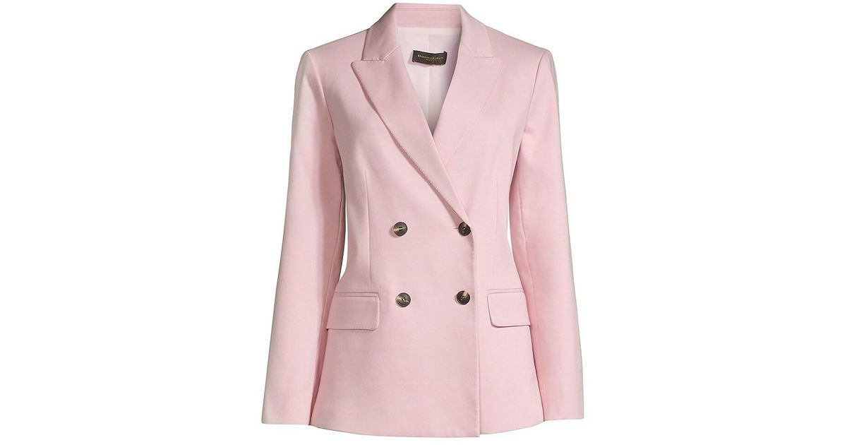 Donna Karan Signature Double-breasted Blazer in Pink | Lyst