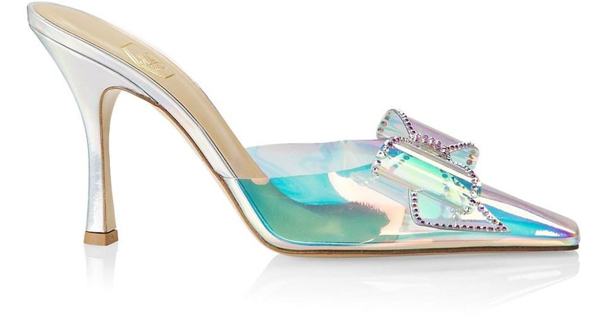 Nalebe Dimante Crystal-embellished Pvc Mules in Blue | Lyst