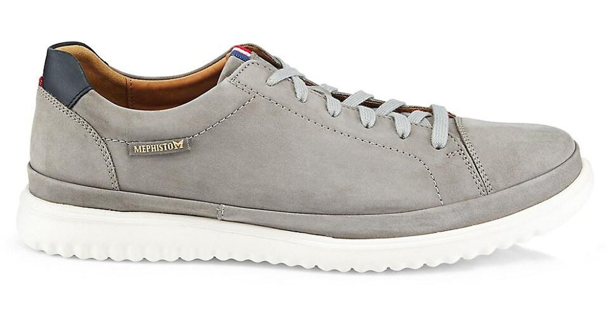 Mephisto Thomas Leather Lace-up Sneakers in Light Grey (Gray) for Men ...