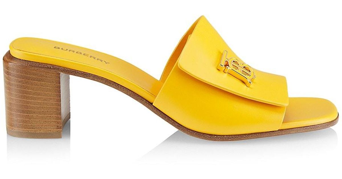 Burberry 60mm Leather Mules in Yellow | Lyst