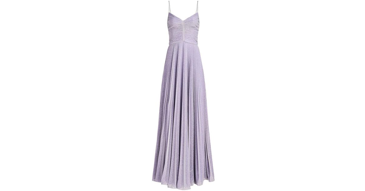 Halston Maycee Pleated Shimmer Jersey Gown in Purple | Lyst