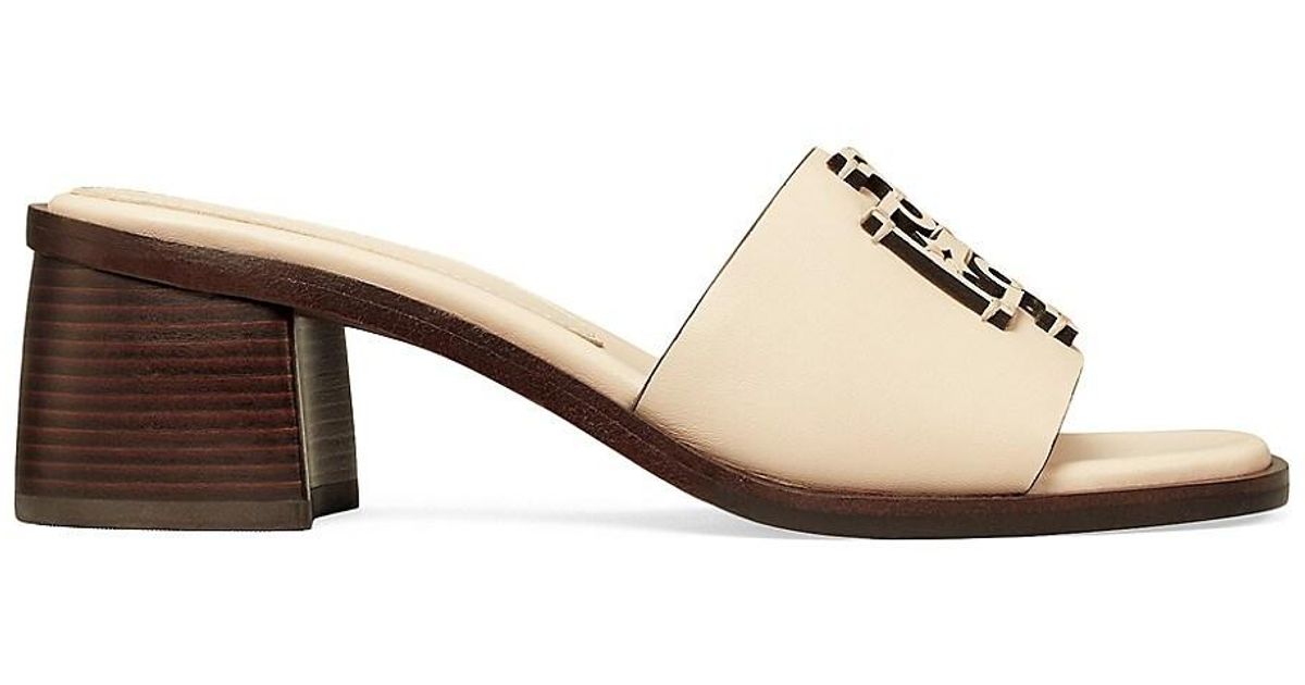 Tory Burch Ines Leather Mules in Natural | Lyst