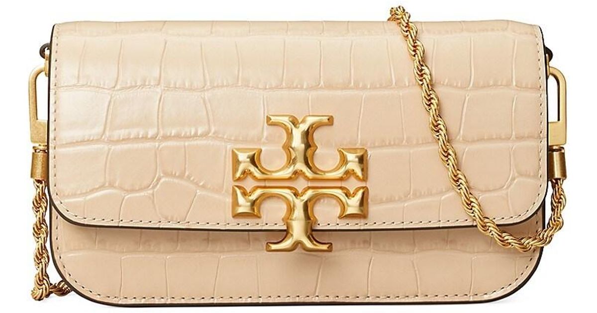 Tory Burch Eleanor Crocembossed Leather Crossbody Phone Case in