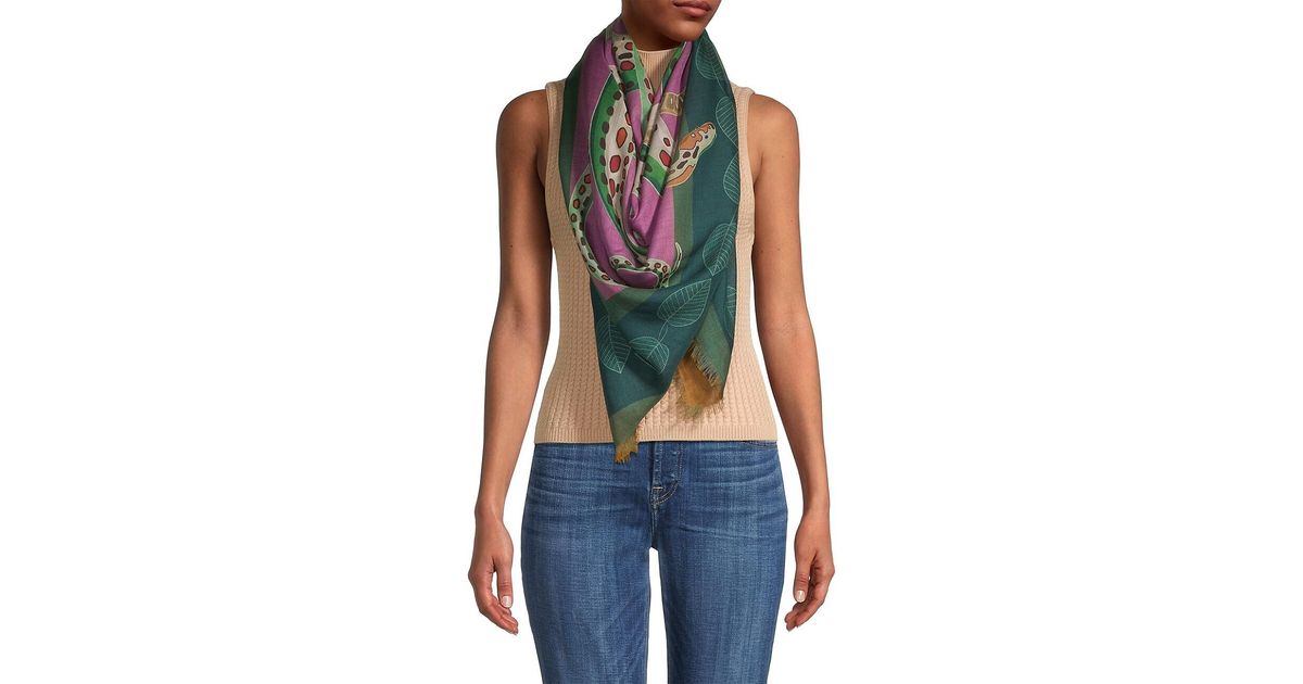 Franco Ferrari Reversible Astrid Snakes Cashmeresilk Scarf in Green