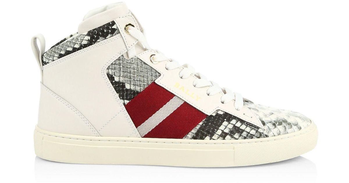 Bally Hedern New Snake-print High-top Leather Sneakers in White for Men ...