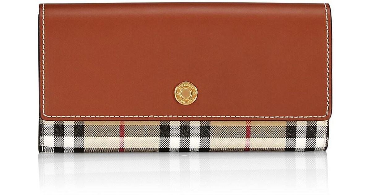Burberry Halton Leather Check Wallet in Beige (Natural) | Lyst