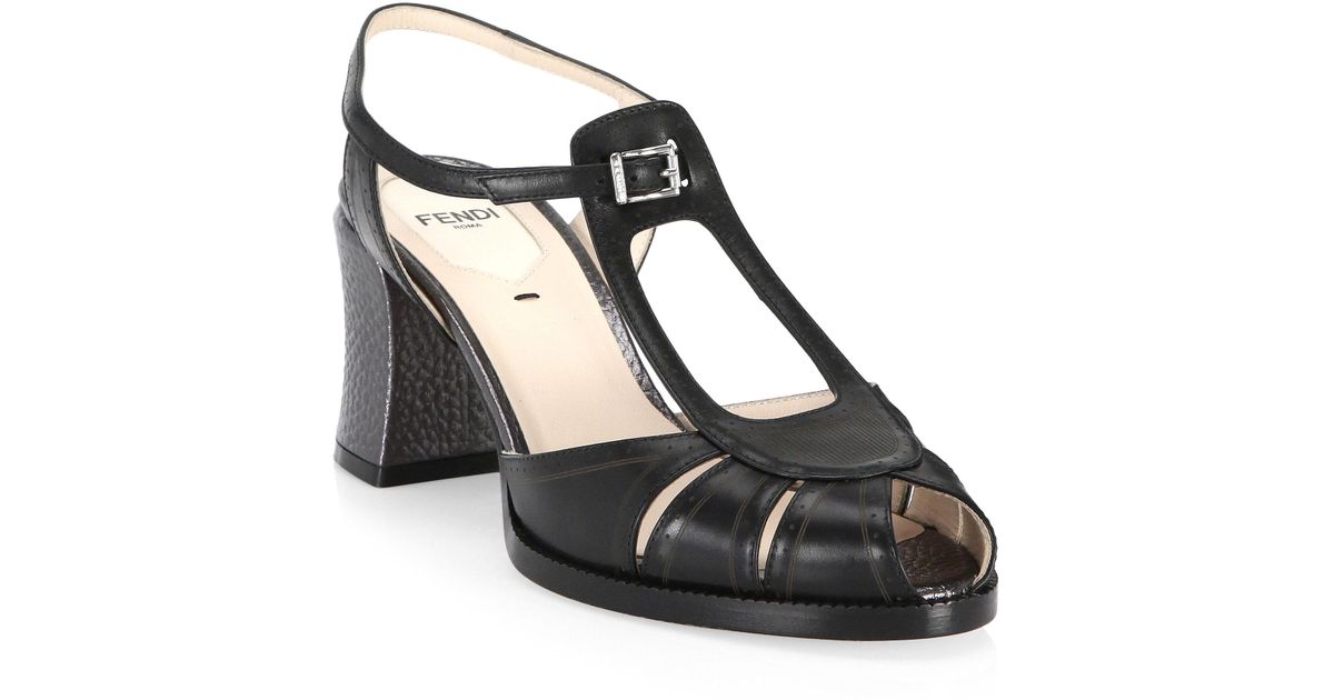 black block heel leather sandals