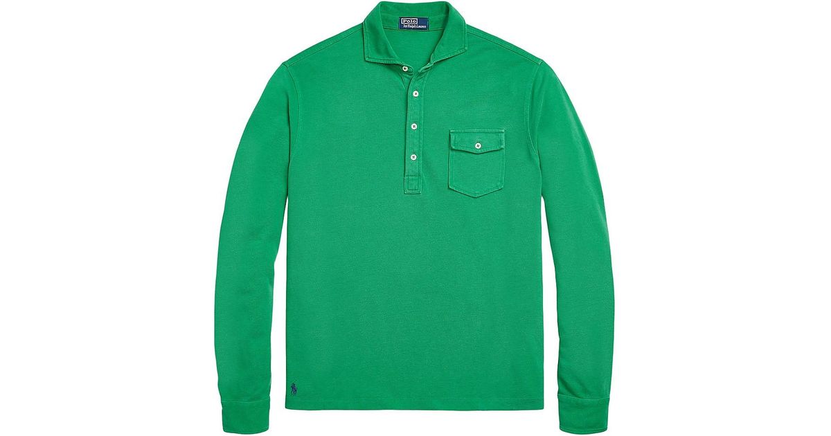 Polo Ralph Lauren Longsleeve Mesh Polo Shirt in Green for Men Lyst