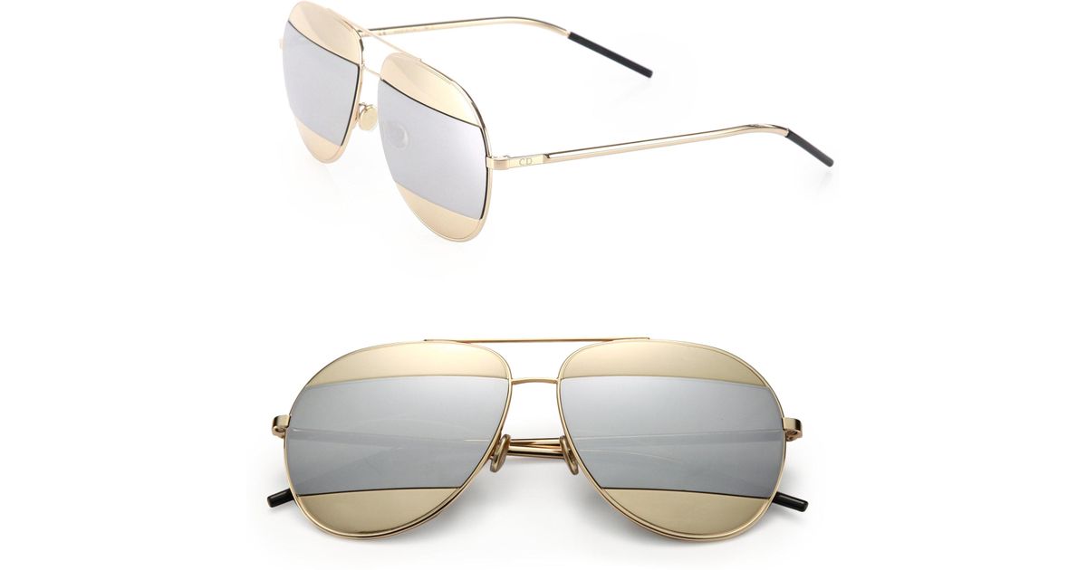 Dior Split1 59mm Metal Aviator Sunglasses In Gold Silver