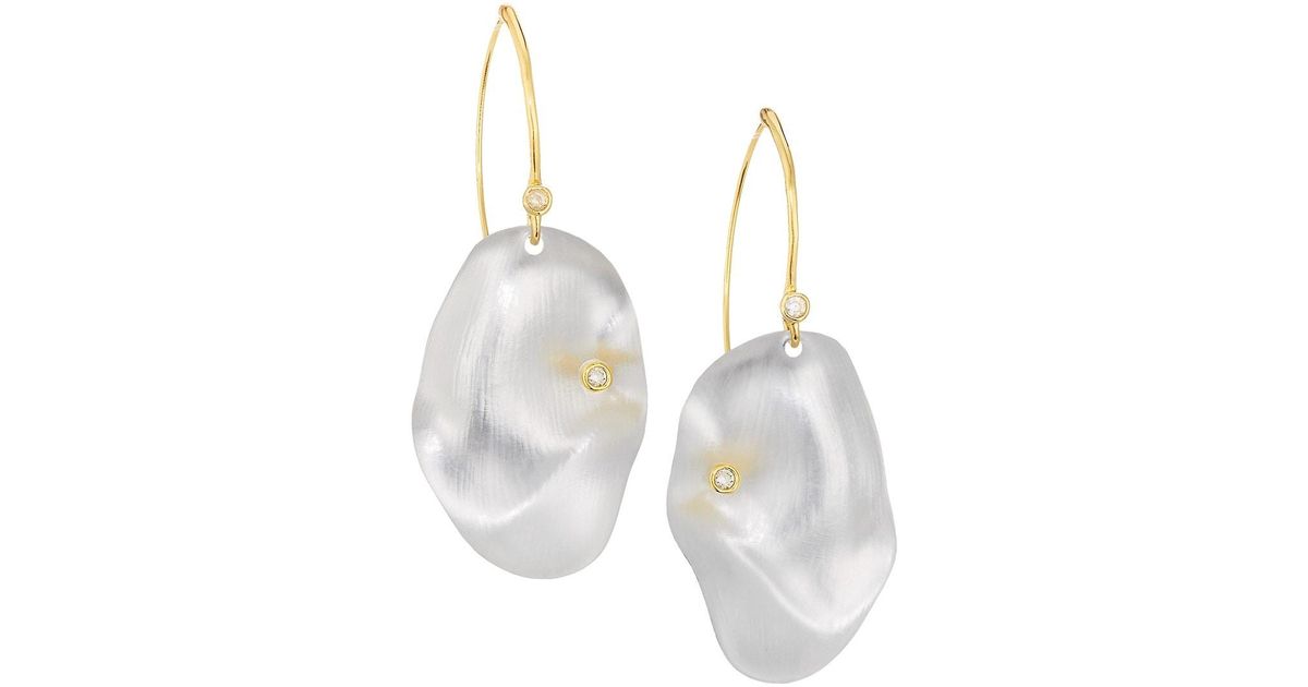 Alexis Bittar Organic Disc 14k Goldplated Lucite & Cubic Zirconia Large