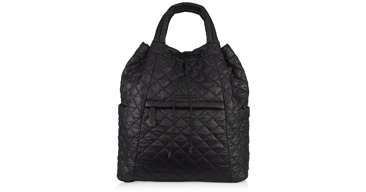 MZ Wallace Synthetic Metro Convertible Quilted Nylon Backpack in Black