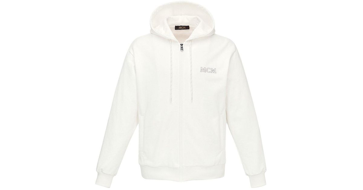 MCM Essentials Logo Cotton Hoodie in White for Men | Lyst