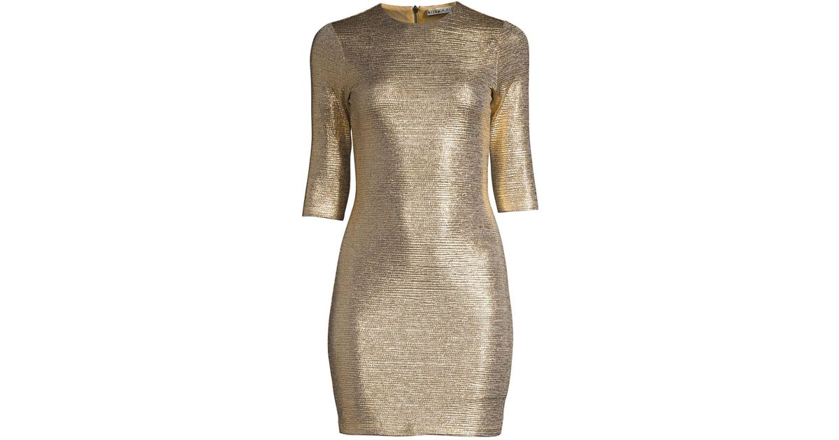 alice and olivia delora metallic dress