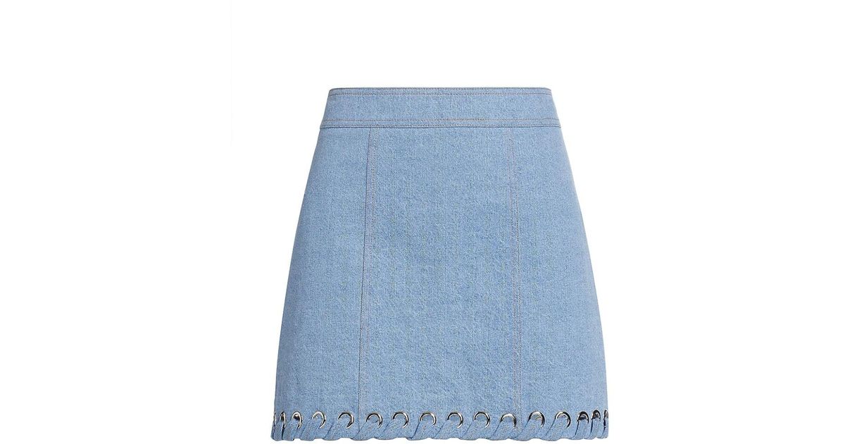 Veronica Beard Davey Grommet Denim Miniskirt in Blue | Lyst