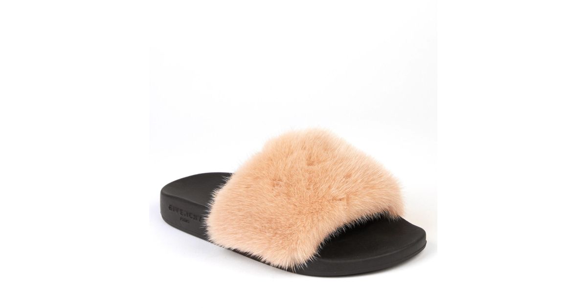 givenchy women's mink fur & rubber slides