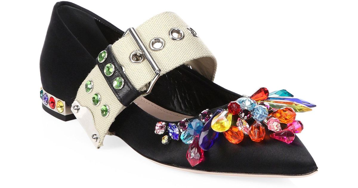 miu miu crystal flat