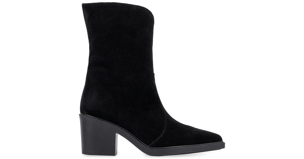 Aquatalia Celesta 70mm Western-style Suede Boots in Black | Lyst