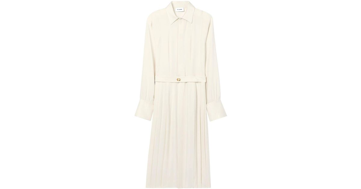 St. John Crepe Belted Shirtdress in White | Lyst