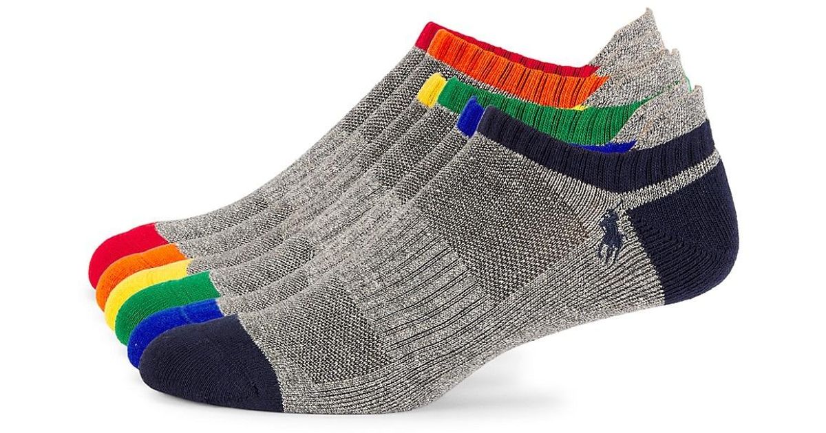 Polo Ralph Lauren 6pack Logo Knit Ankle Socks in Gray for Men Lyst