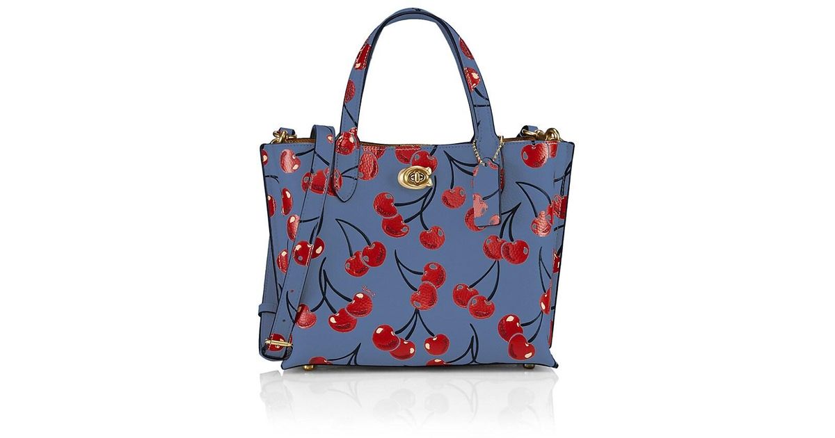 COACH Willow 24 Cherryprint Leather Tote in Washed (Blue) Lyst
