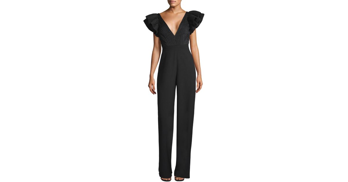 black halo jenny ruffled jumpsuit