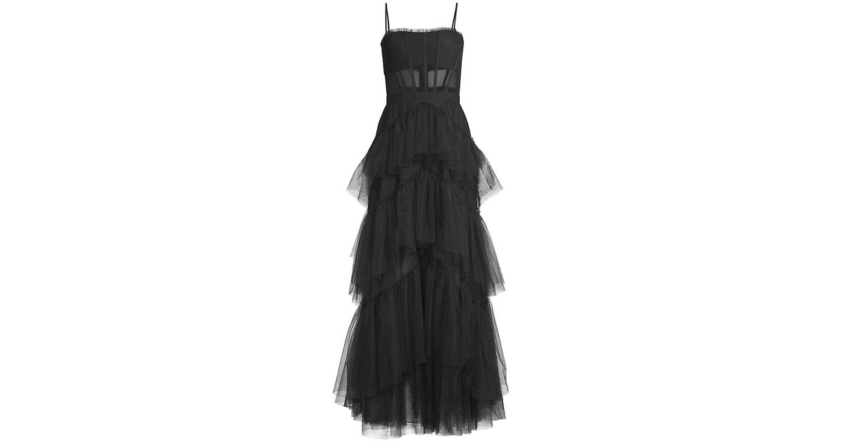 bcbg corset tulle gown
