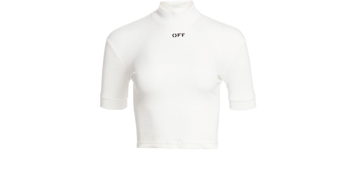 Off-White c/o Virgil Abloh Women's Mockneck Crop Tee - Black | Lyst