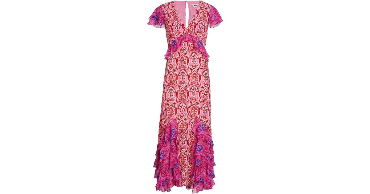 RIXO London Thanvi Printed Maxi Dress in Pink | Lyst