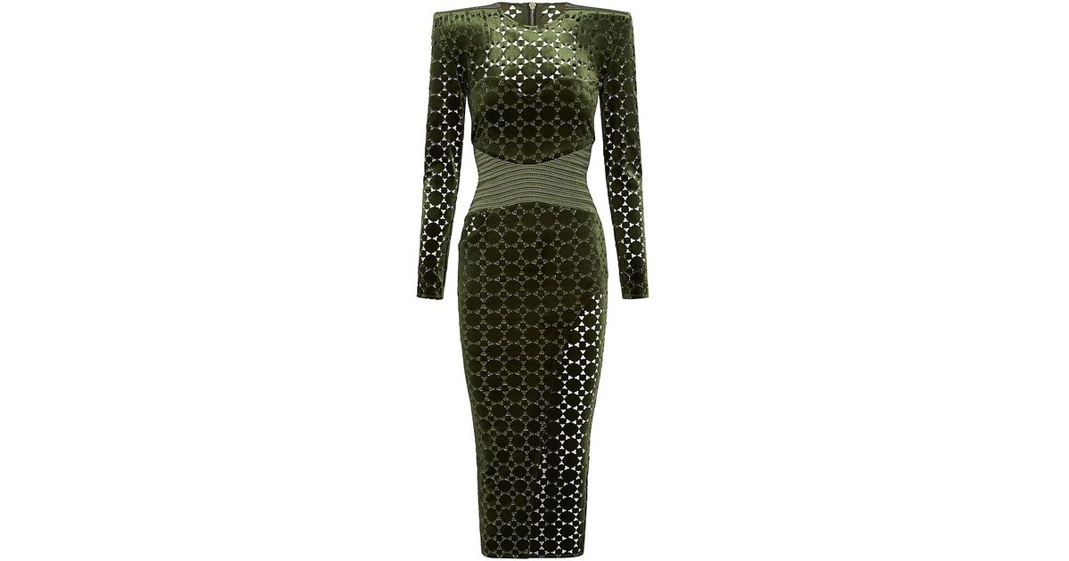 Zhivago Salvation Lasercut Velvet Mididress in Green Lyst