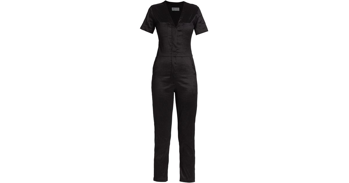 Rivet Utility Explorer Cropped Taffeta Jumpsuit in Black Lyst