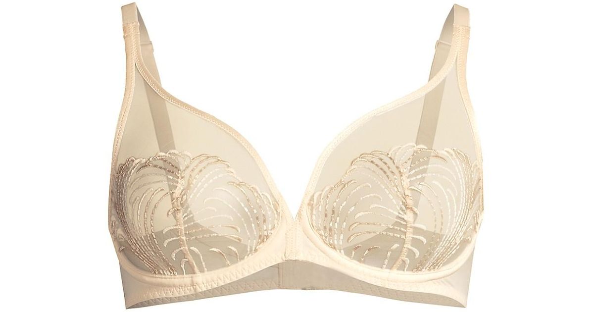 Simone Perele Tulle Nuance Sheer Plunge Bra in Pearl (Natural) - Lyst