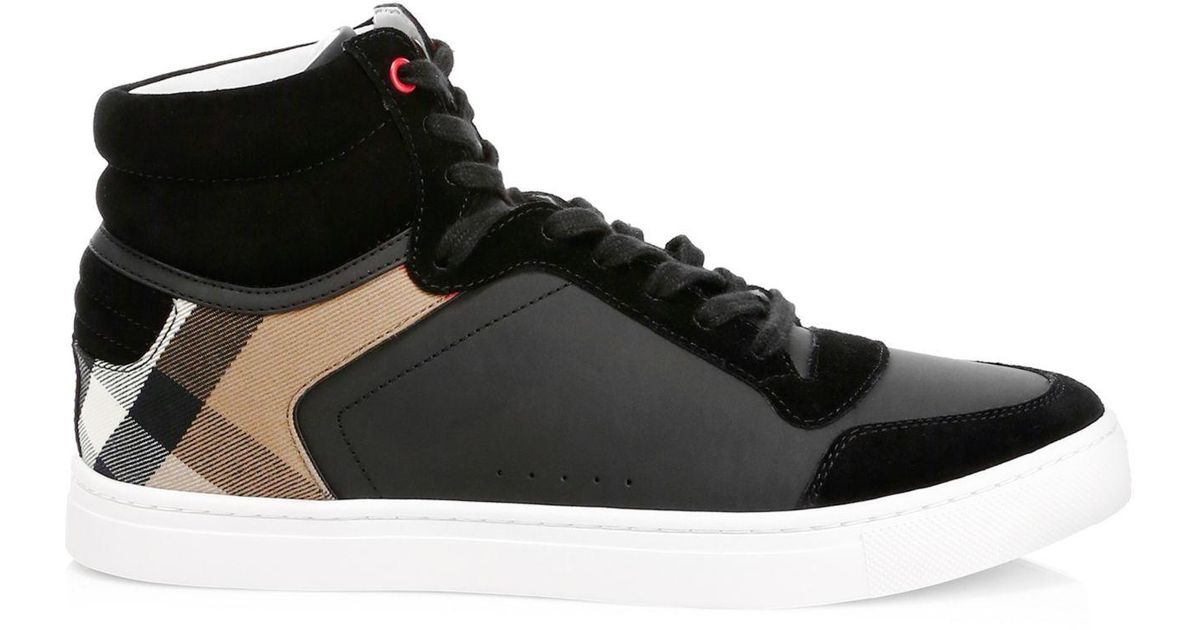 Burberry Men's Reeth Leather High - Top Sneakers in Black for Men ...