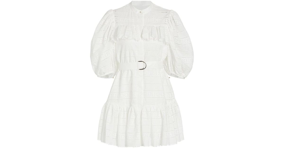 Acler Cotton Granville Eyeletembroidered Minidress in Ivory (White) Lyst