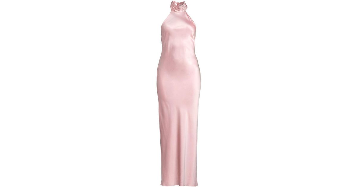Ramy Brook Tatiana High-neck Satin Gown in Pink | Lyst