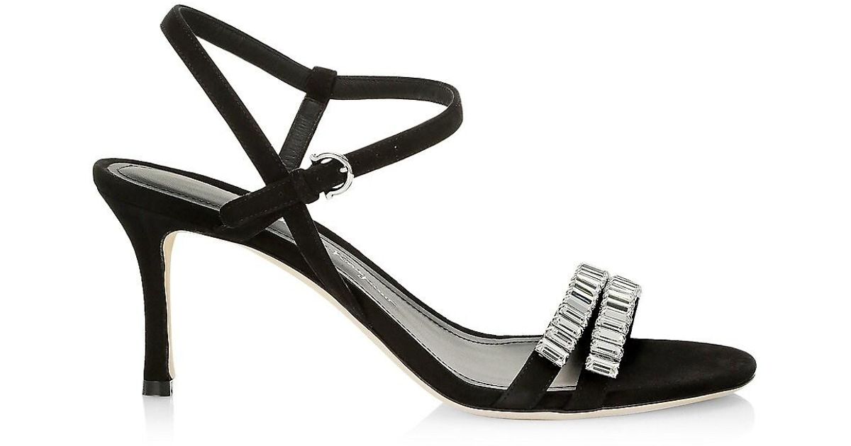 Ferragamo Idwige Strappy Suede Embellished Sandals in Nero (Black) | Lyst