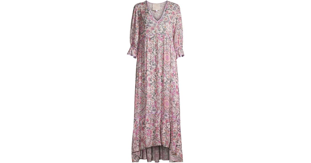 Johnny Was Daphne Floral Maxi Dress in Natural | Lyst