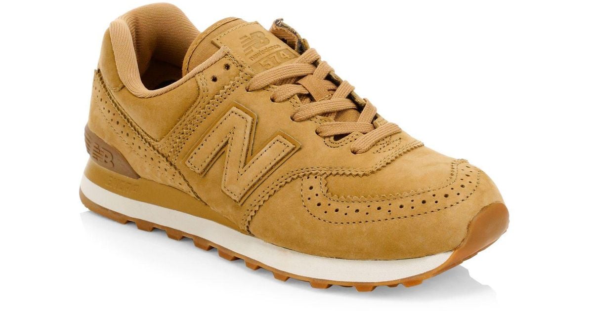 New Balance 574 Suede Brogue Sneakers in Brown for Men - Lyst